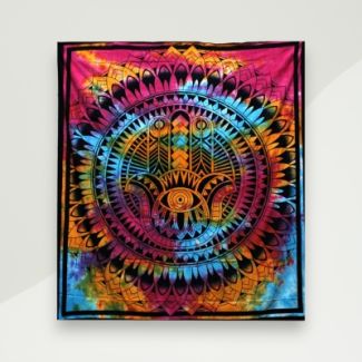 Eclectic Throw Blanket Multicolor Hamsa Hand Cotton 230x0.2