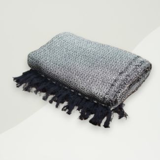 Eclectic Throw Blanket Black, White Cotton 125x150
