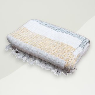 Eclectic Throw Blanket White, Blue Cotton 125x150