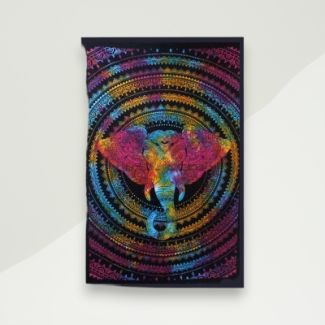 Eclectic Throw Blanket Multicolor Elephant Cotton 235x209