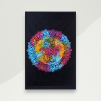 Eclectic Throw Blanket Multicolor Hamsa Hand Cotton 235x209