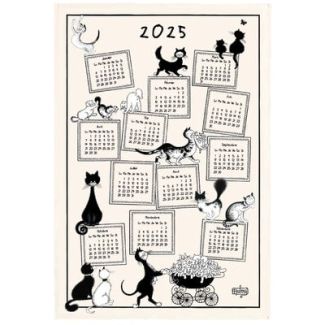 Dubout Calendar 2025 tea towel ecru 48 X 72 Set of 3