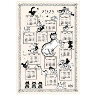 Dubout Tea Towel 2025 Kittens Calendar ecru 48 X 72 Set of 3