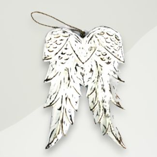 Bohemian Wood Wall Accent White Angel Wings White Washed Albesia Wood 1.5x20