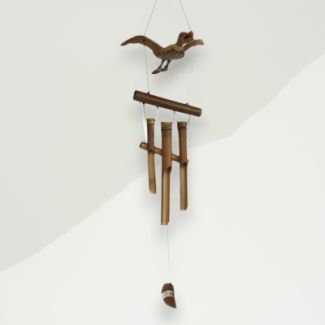 Eclectic Coconut Wind Chimes Brown Bird Coconut, Bamboo 20x100