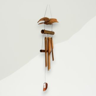 Eclectic Coconut Wind Chimes Brown Bird Coconut, Bamboo 20x100