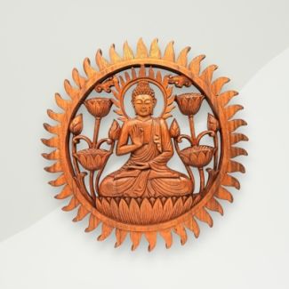 Oriental Wood Wall Accent Brown Buddha Wood 40x2