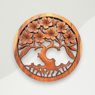Oriental Wood Wall Accent Brown Tree Wood 40x3