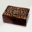Eclectic Wooden Box Brown Flowers Mango Wood 14.5x20.4