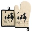 Set/2  Glove+Potholder Dubout 3 Chats Beige 18 X 28
