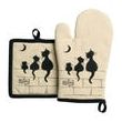 Set/2  Glove+Potholder Dubout 3 Chats Beige 18 X 28