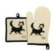 Set/2  Glove+Potholder Dubout Chat Balad Beige 18 X 28