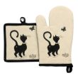 Set/2  Glove+Potholder Dubout Chat Papil Beige 18 X 28