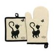 Set/2  Glove+Potholder Dubout Chat Papil Beige 18 X 28