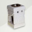 Modern Oil Burner White Sandstone & Brass Dish 6x5