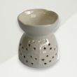 Eclectic Oil Burner Gray Floral Ceramic 9x9