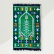 Oriental Kilim Rug Green Cotton Blend 80x125