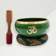 Eclectic Singing Bowl Green Om Brass 14x6.4