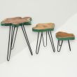 Set of 3: Farmhouse Plant Stand Green Wood 30x39