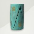 Set of 2: Eclectic Stool Green Lotus Flower Wood 30x39